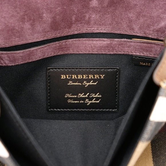 Burberry Macken Crossbody House Derby Check Tan Leather New - Picture 7 of 9